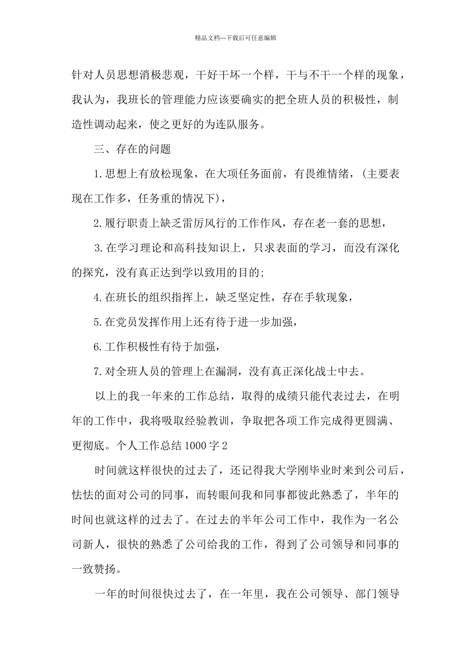个人工作总结1000字_第2页