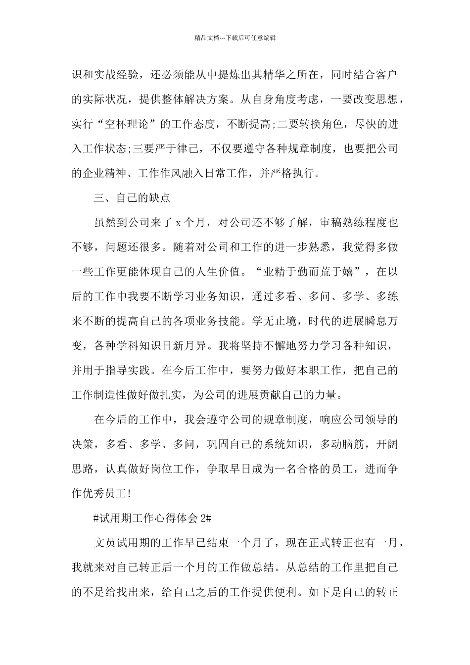个人工作试用期间心得体会大全2024年_第2页