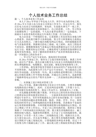 个人技术业务工作总结