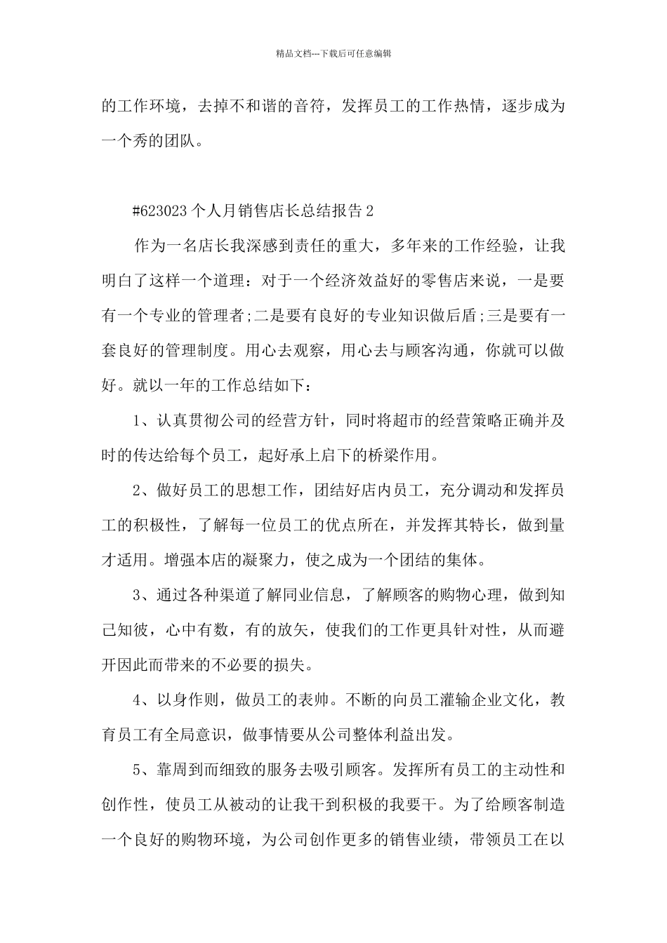 个人月销售店长总结报告_第3页