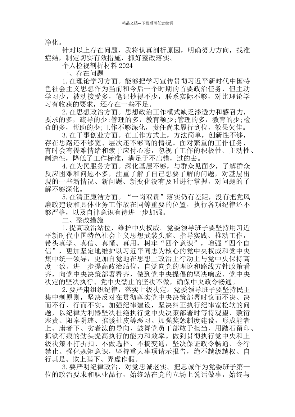 个人检视剖析材料2024_第3页