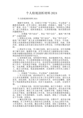 个人检视剖析材料2024