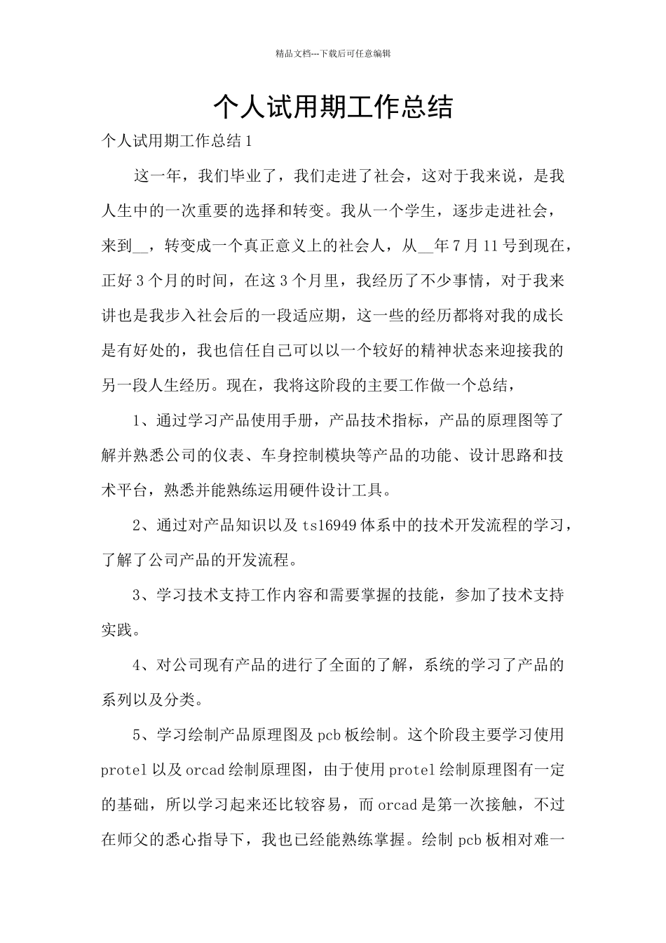 个人试用期工作总结_第1页
