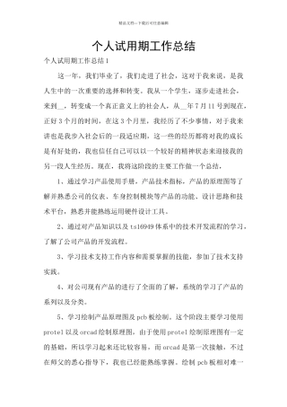个人试用期工作总结
