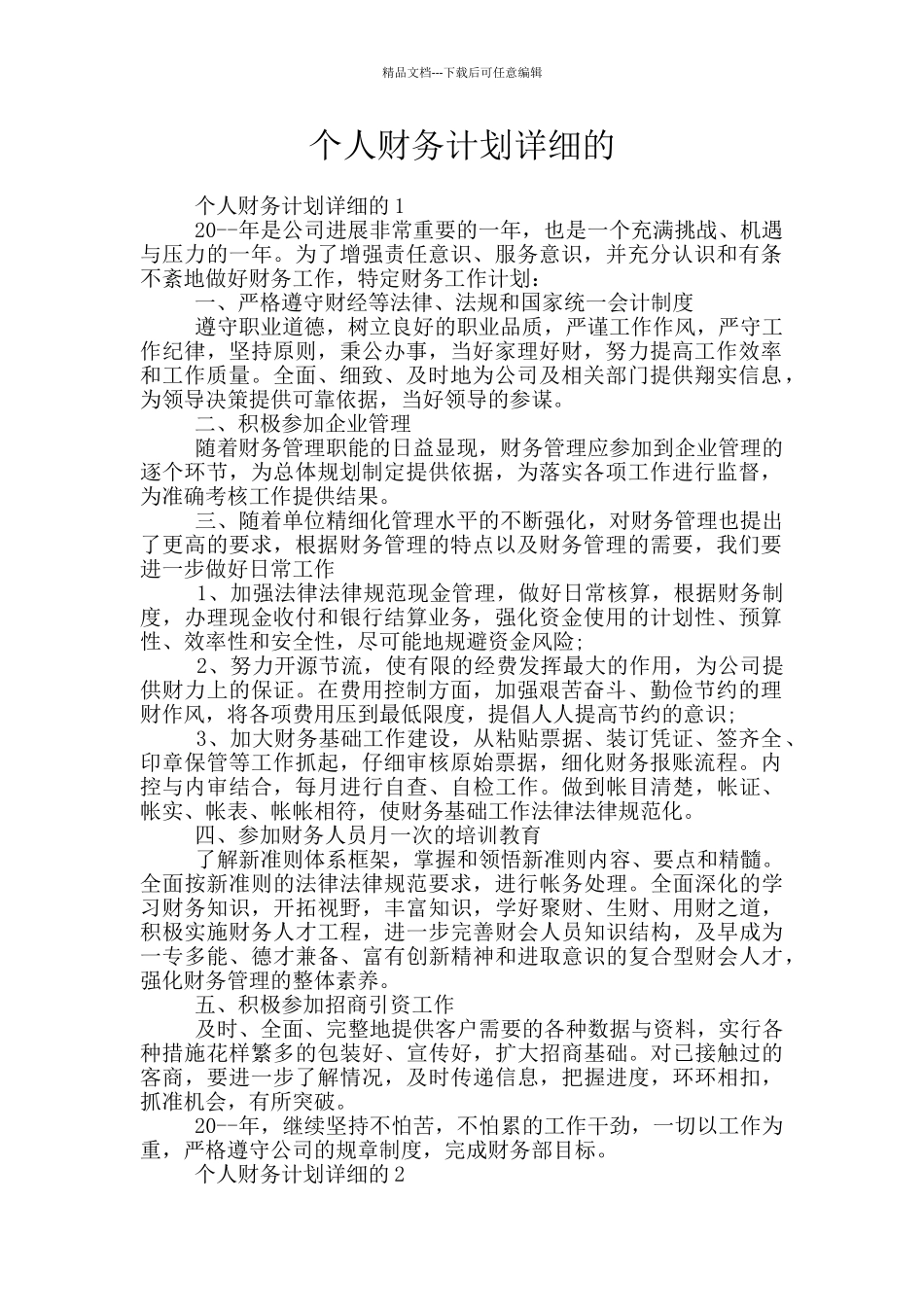 个人财务计划详细的_第1页