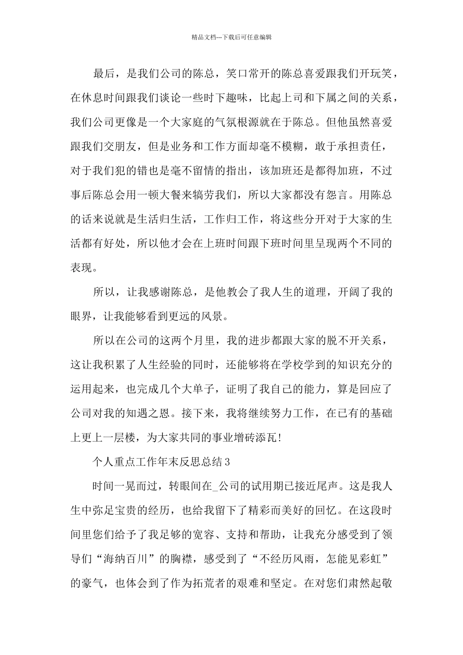 个人重点工作年末反思总结2024_第3页