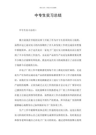 中专生实习总结