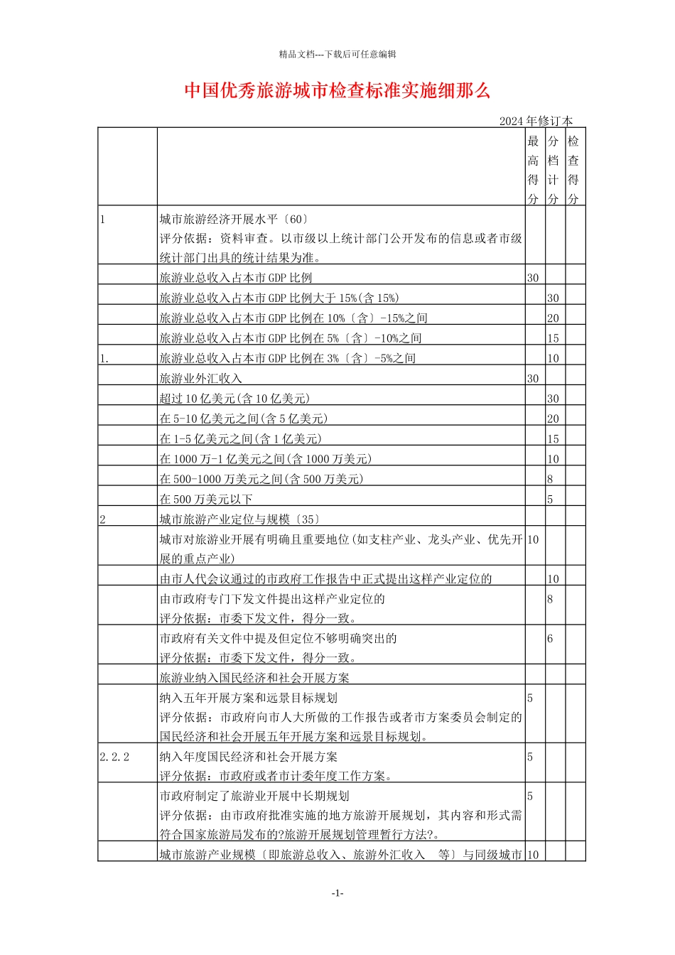 中国优秀旅游城市检查标准实施细则_第1页