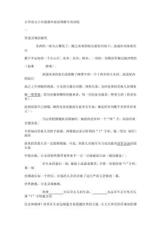 小学语文六年级课外阅读理解专项训练