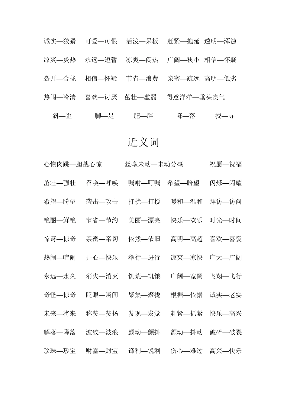 小学语文反义词大全_第2页