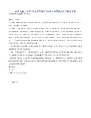 中国民航大学2024年新年贺词