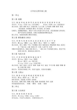 小学语文四年级上册重难点知识总结