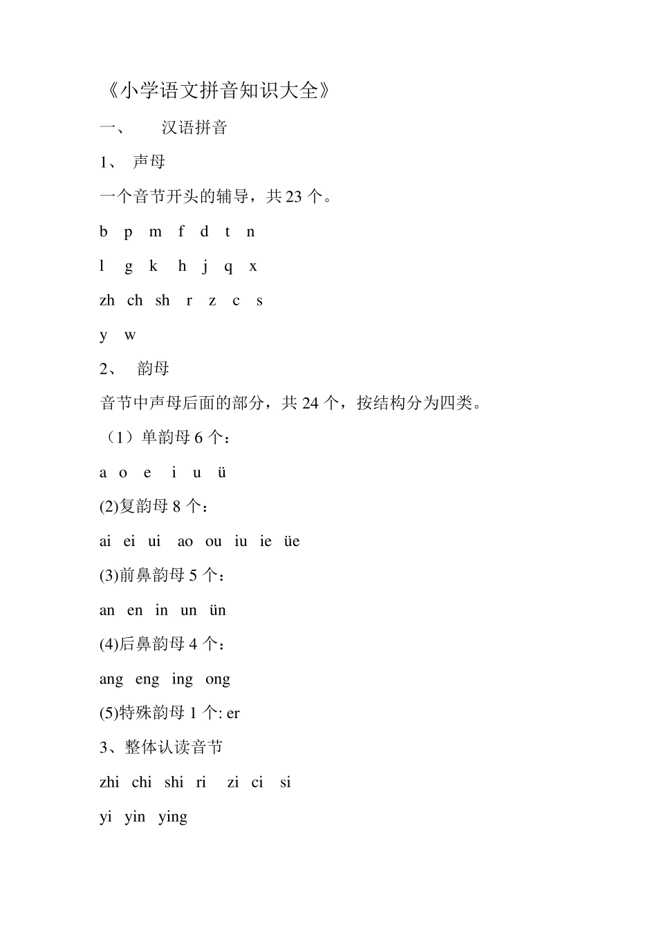 小学语文拼音知识点概括_第1页