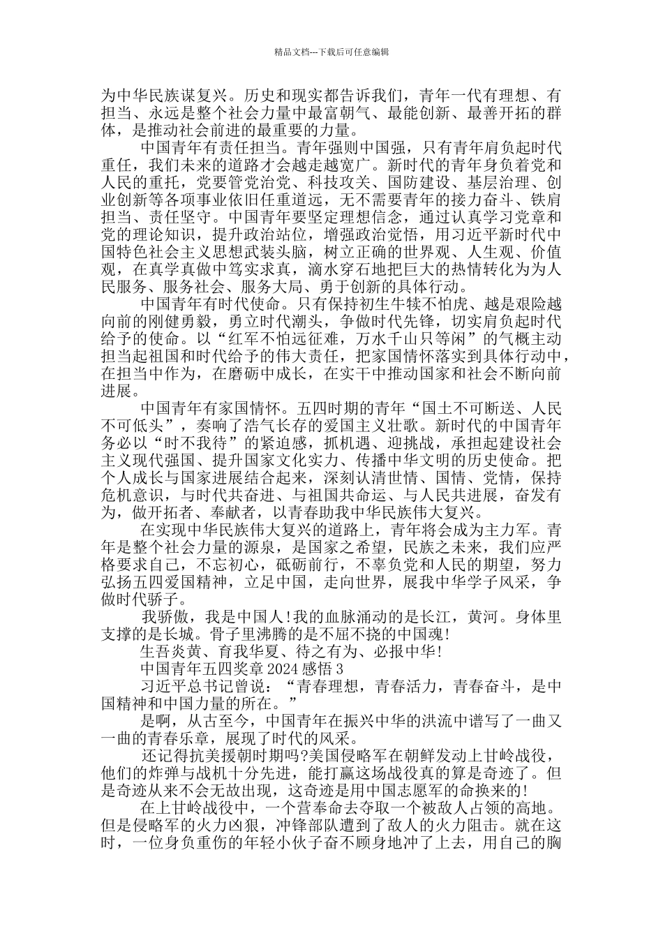 中国青年五四奖章2024感悟心得范文_第2页