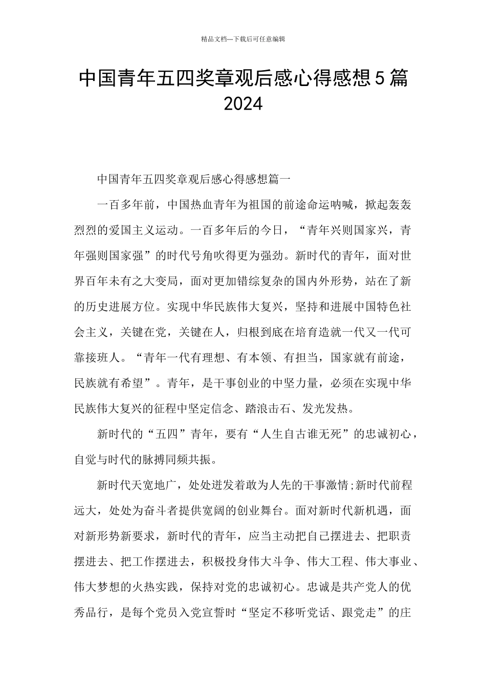 中国青年五四奖章观后感心得感想5篇2024_第1页