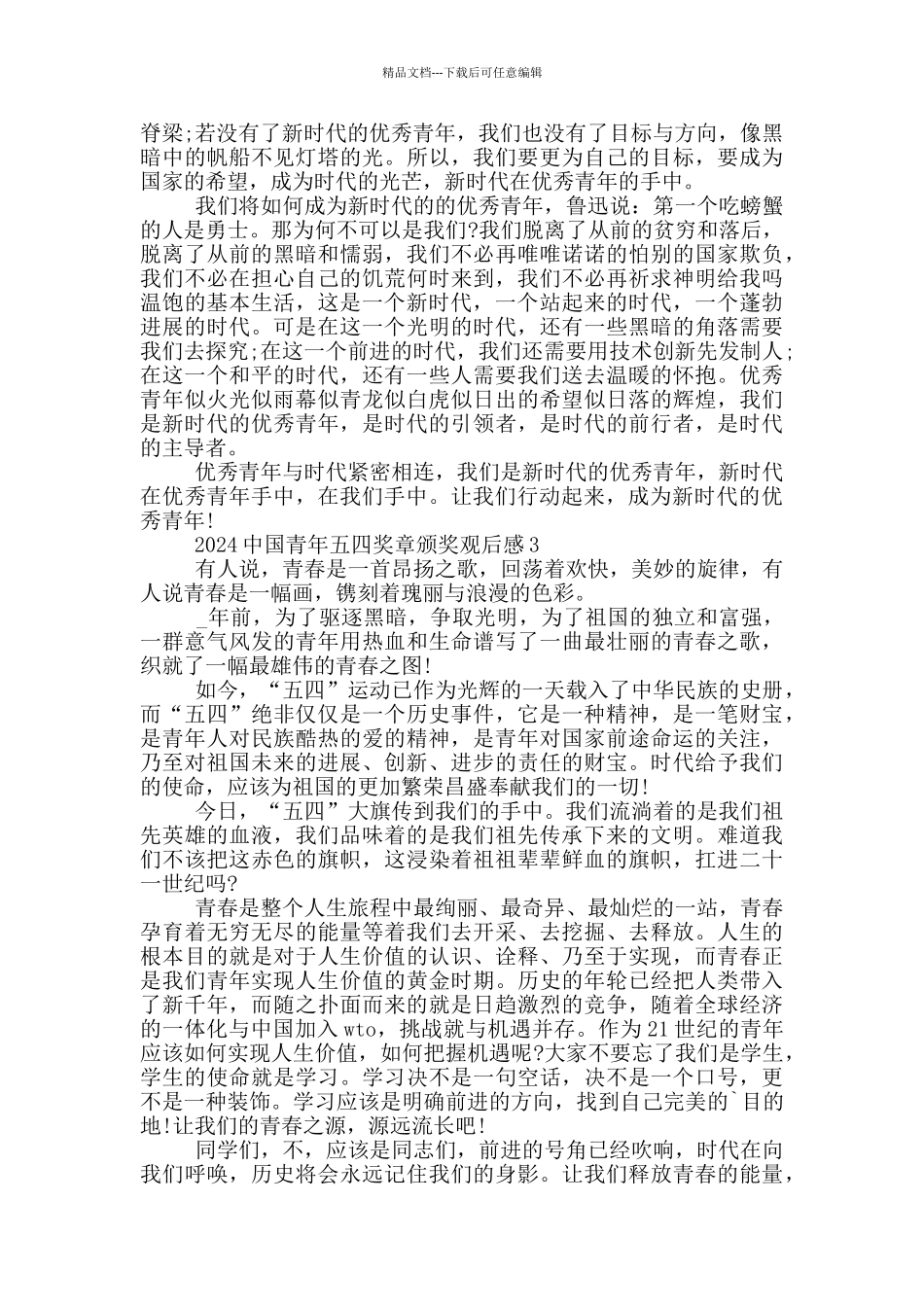 中国青年五四奖章颁奖观后感2024_第2页