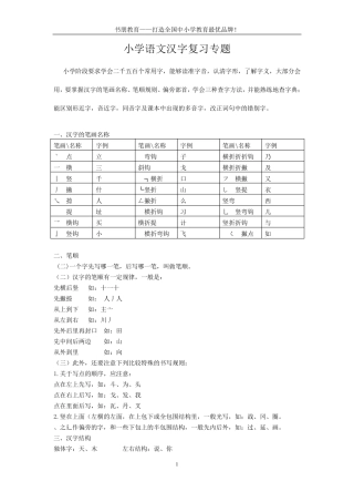 小学语文汉字复习专题