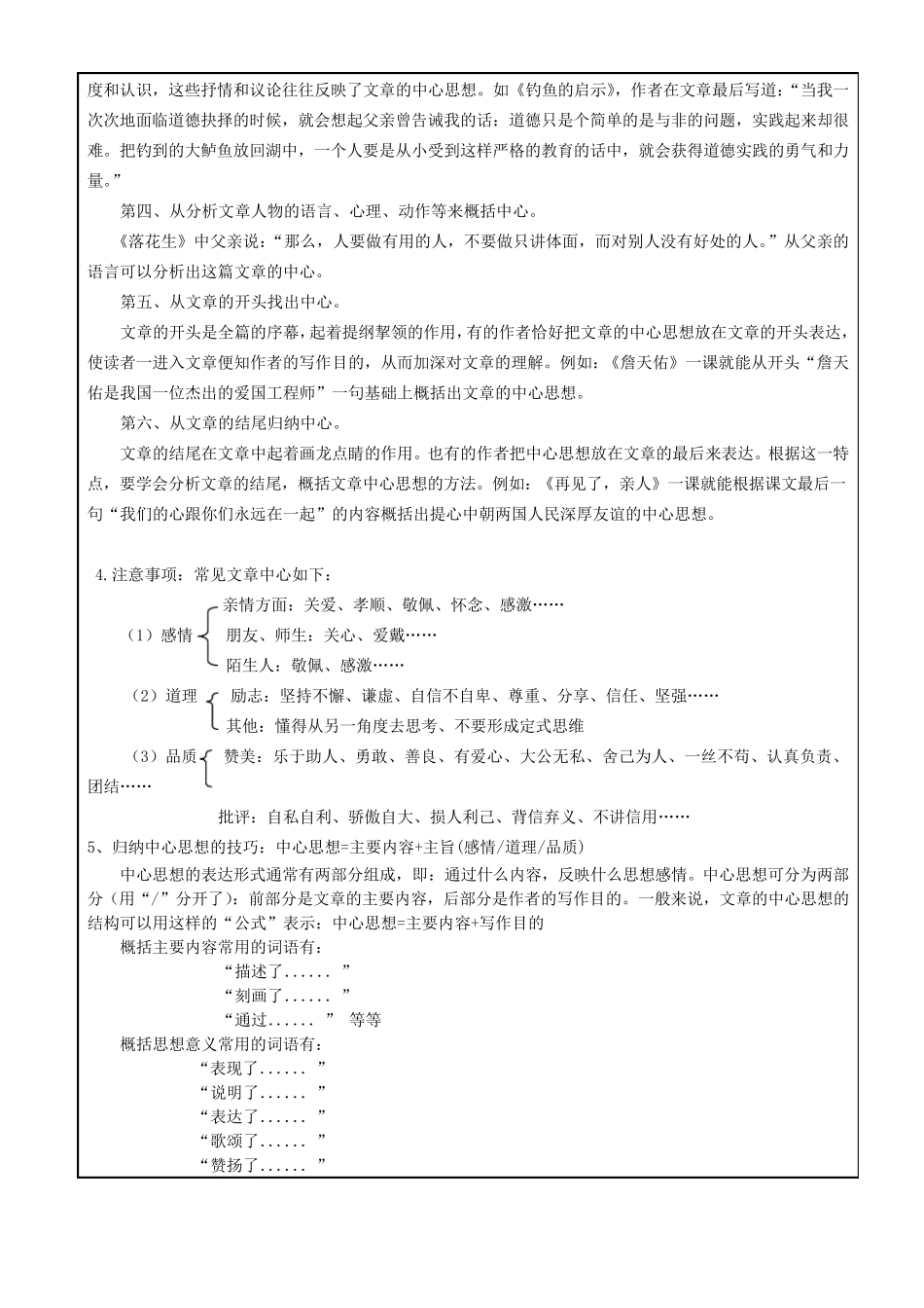 小学语文现代文阅读——概括中心思想_第3页