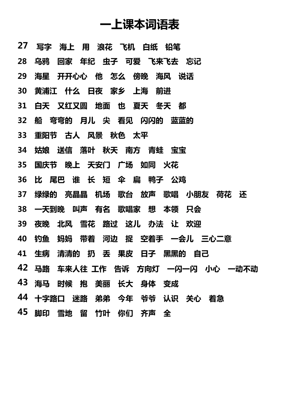 小学语文生字卡片(一年级)_第3页