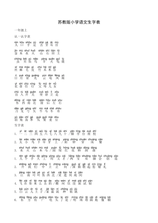 小学语文生字表(苏教版含拼音)