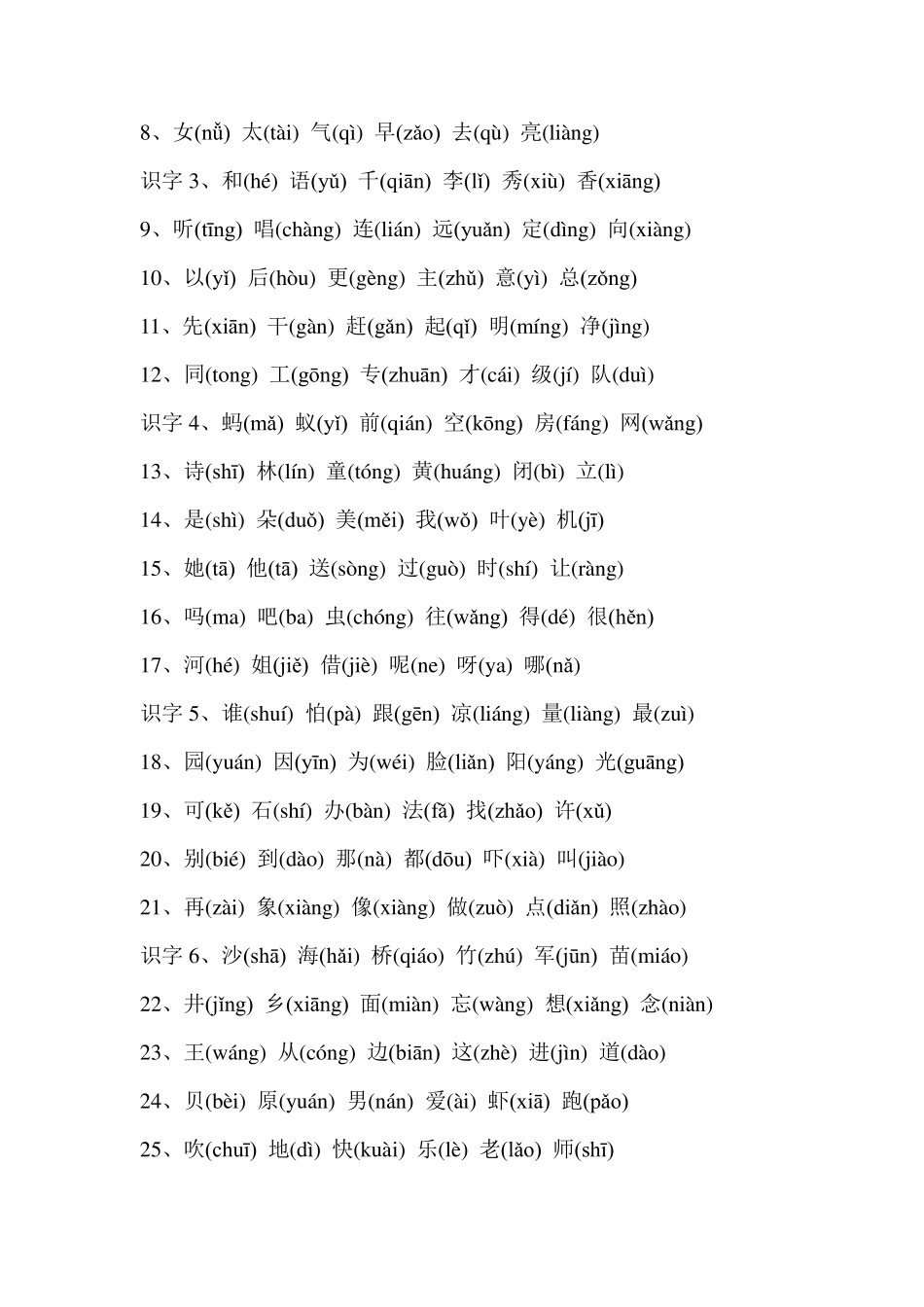 小学语文生字表16年级(含拼音四号字体)_第3页