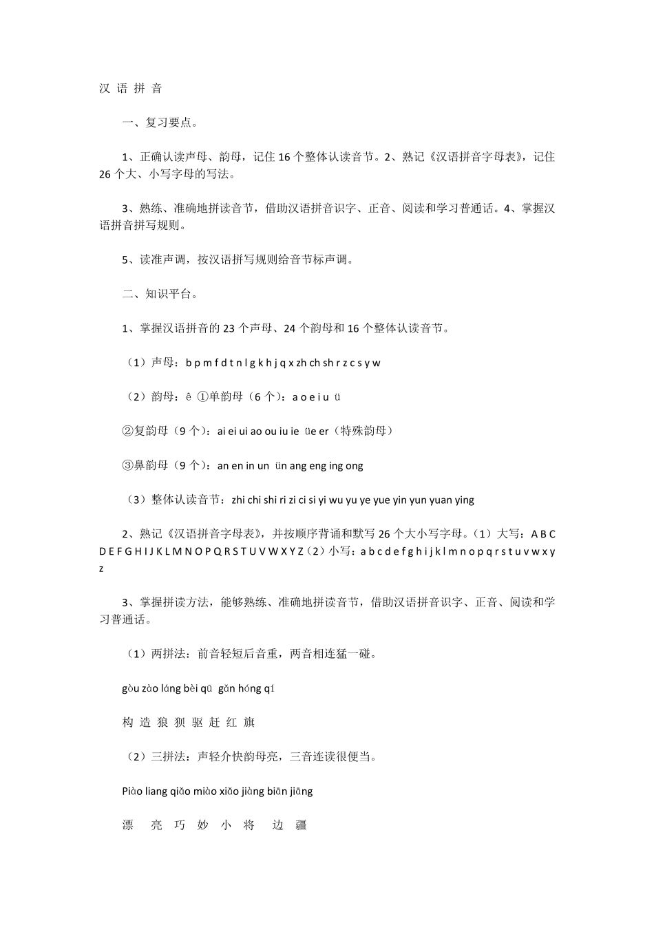 小学语文知识点总结(一到六年级)_第1页