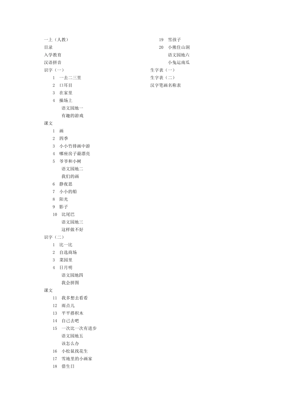 小学语文课本目录_第1页