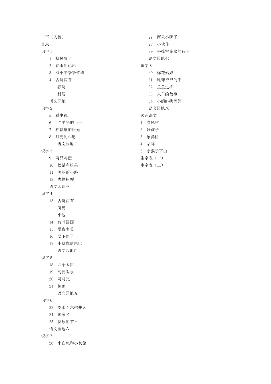 小学语文课本目录_第2页