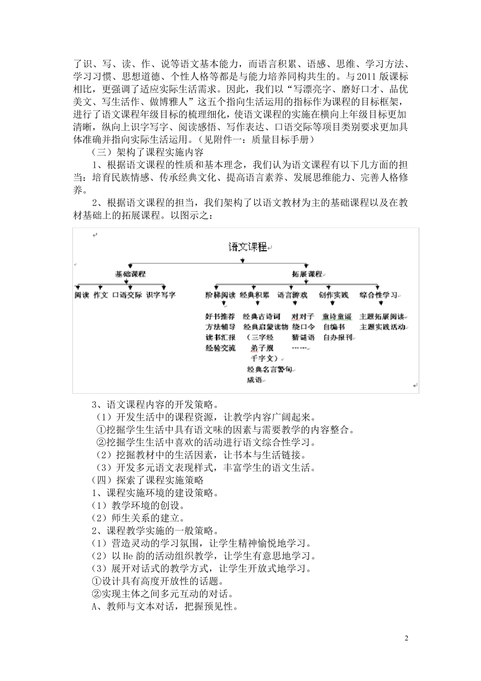 小学语文课程的建设与实施方案_第2页