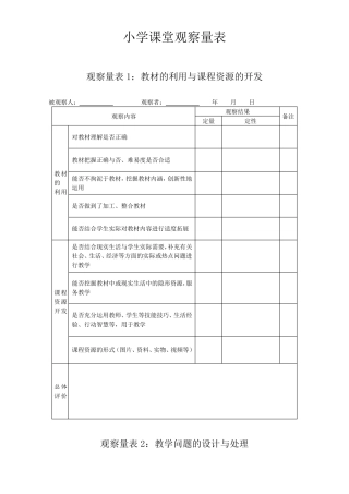 小学课堂观察量表