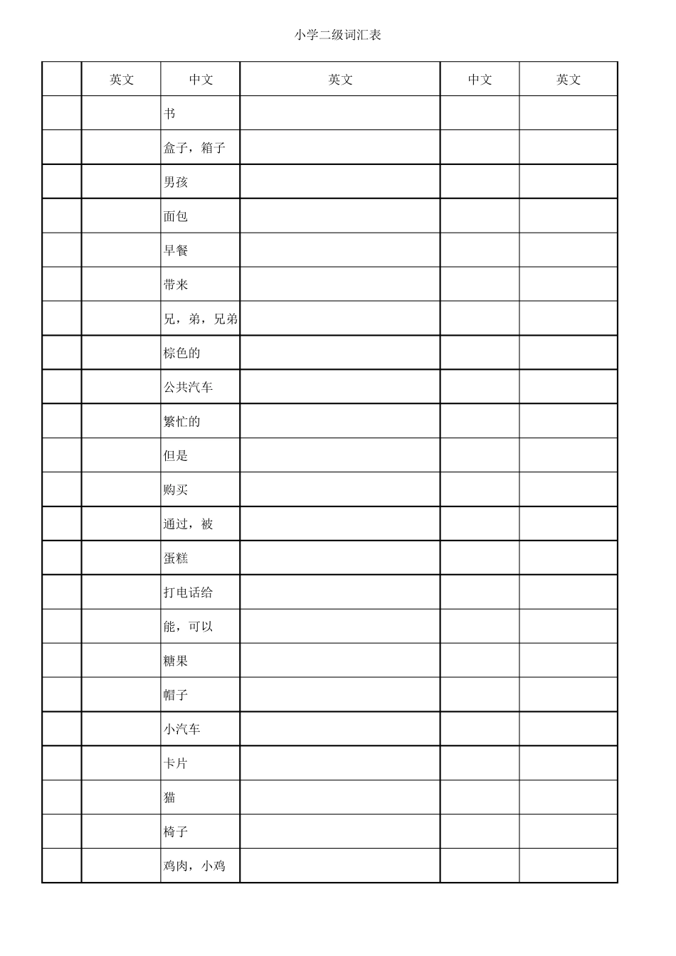 小学课标(二级)词汇表_第3页