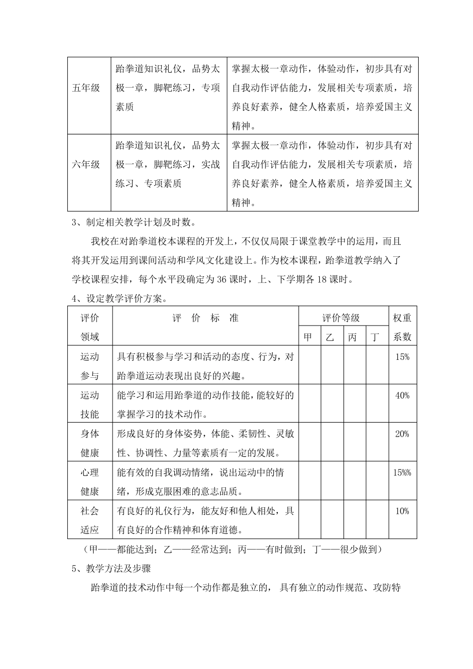 小学跆拳道特色教学实施方案_第3页