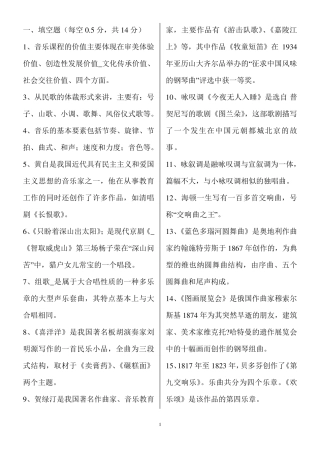 小学音乐专业知识考试试题及答案