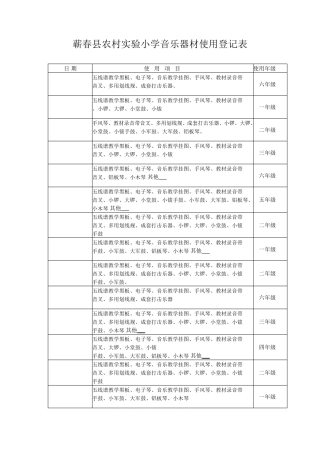 小学音乐器材使用登记表