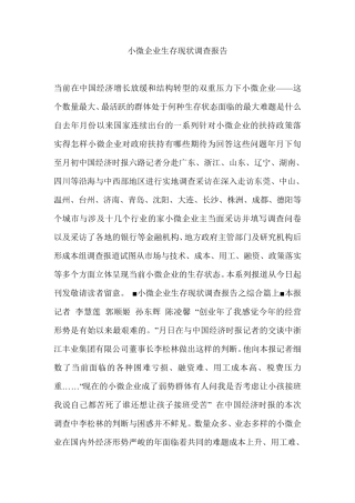 小微企业生存现状调查报告