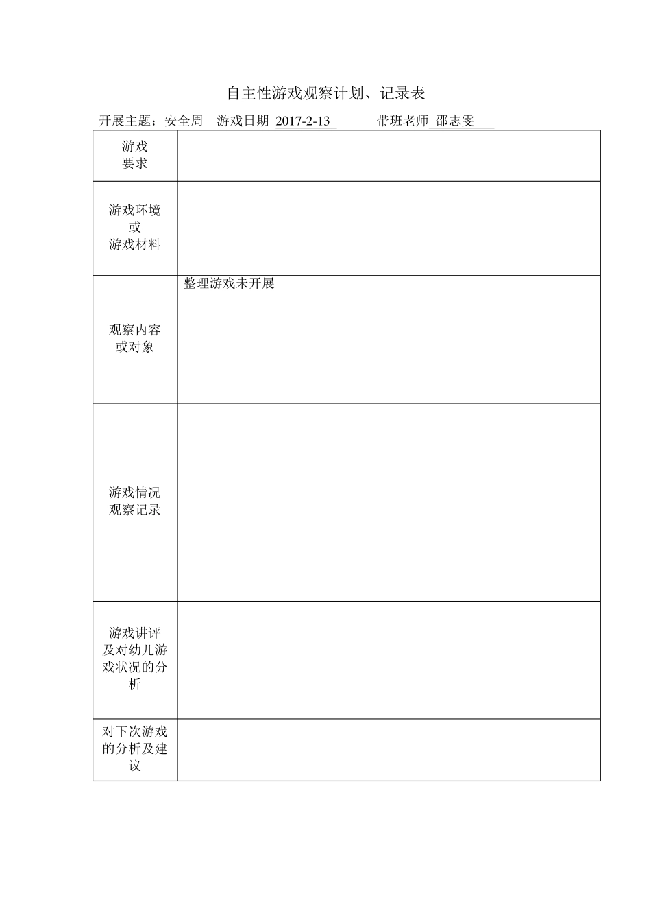 小班下学期自主性游戏观察记录_第1页