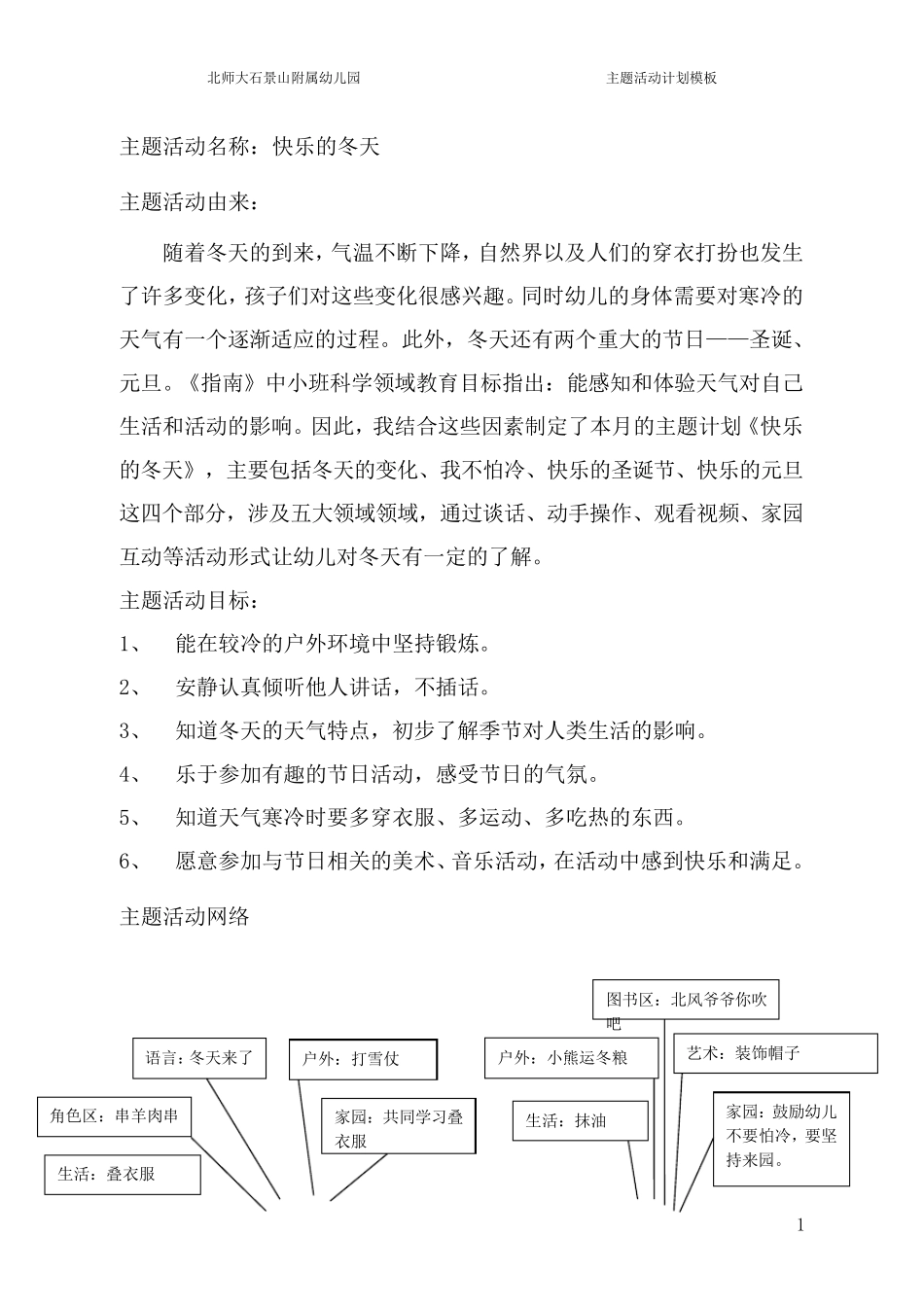 小班主题快乐的冬天。_第1页