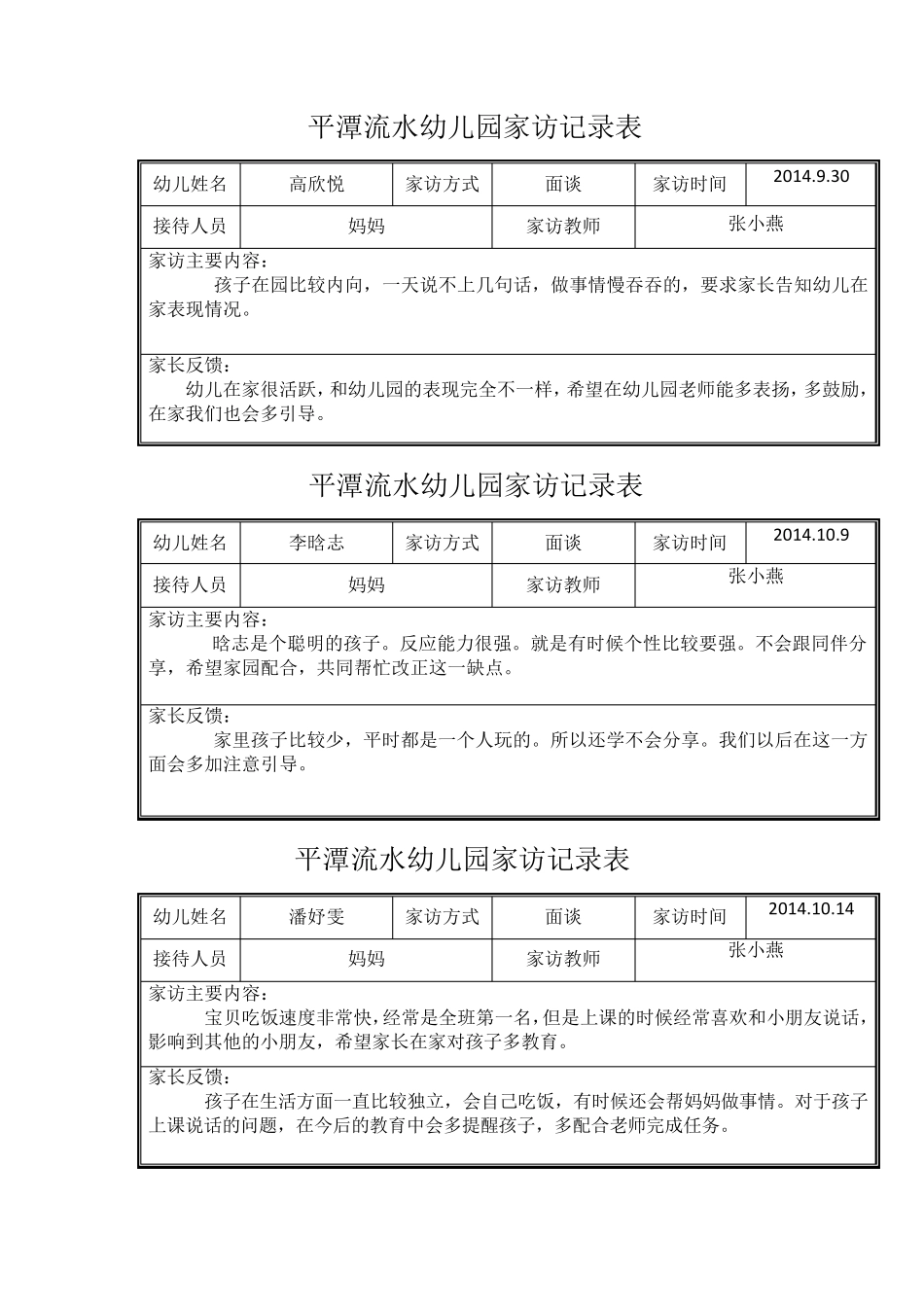 小班家访记录表_第2页