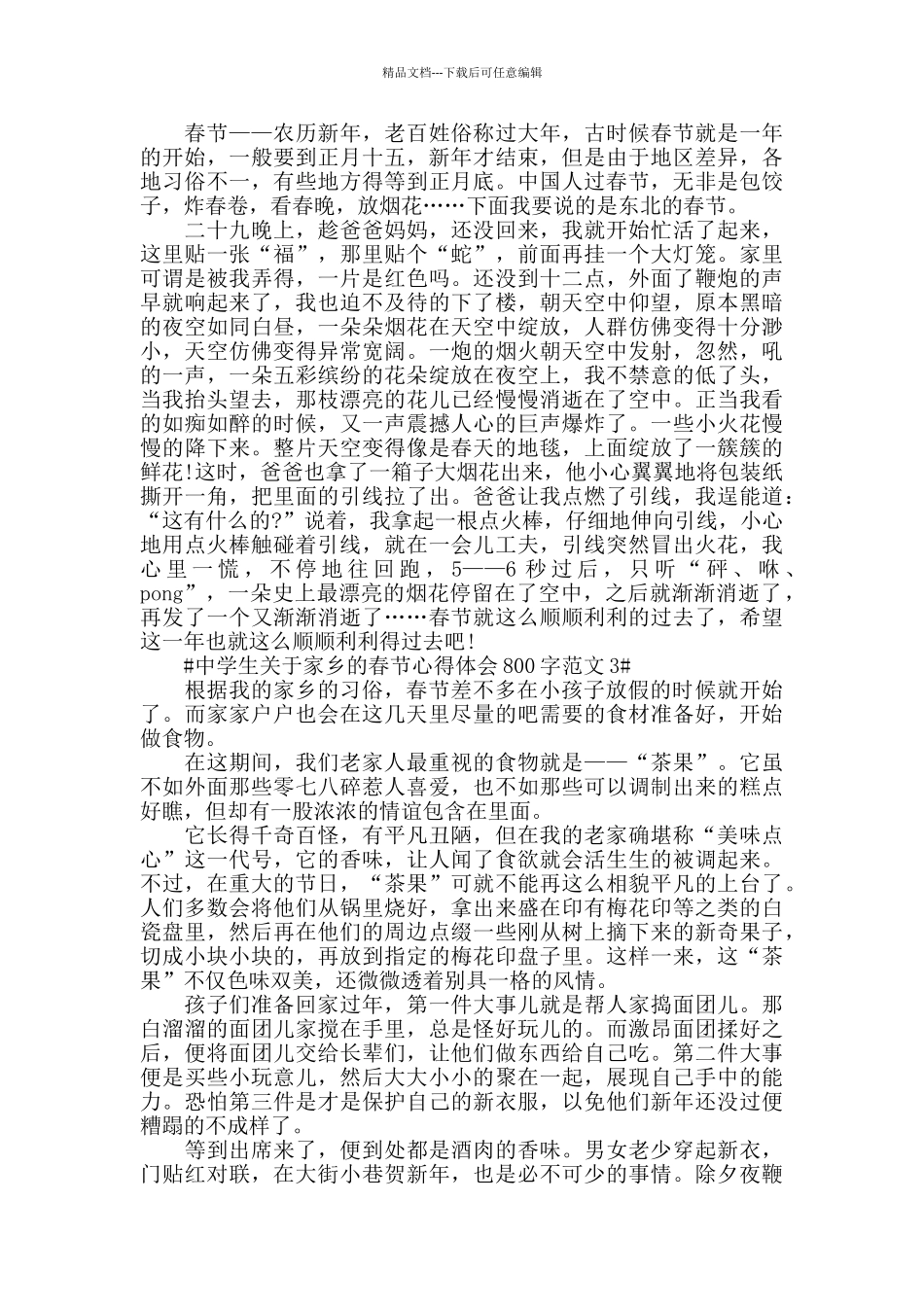 中学生关于家乡的春节心得体会800字范文五篇_第2页