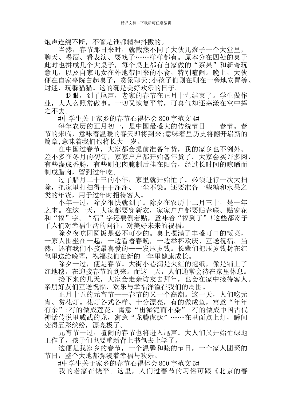 中学生关于家乡的春节心得体会800字范文五篇_第3页