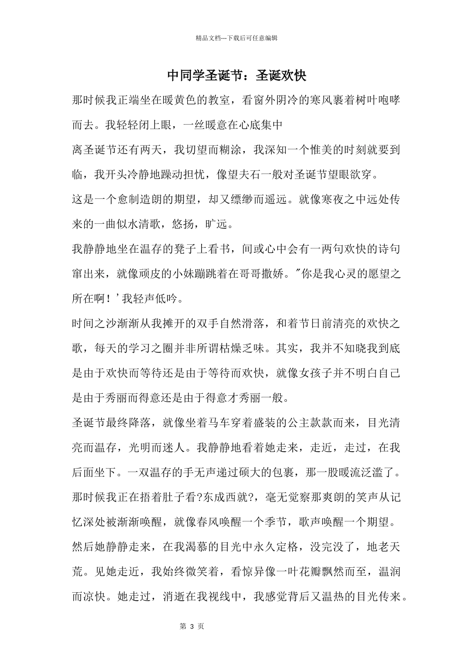 中学生圣诞节：圣诞快乐_第1页