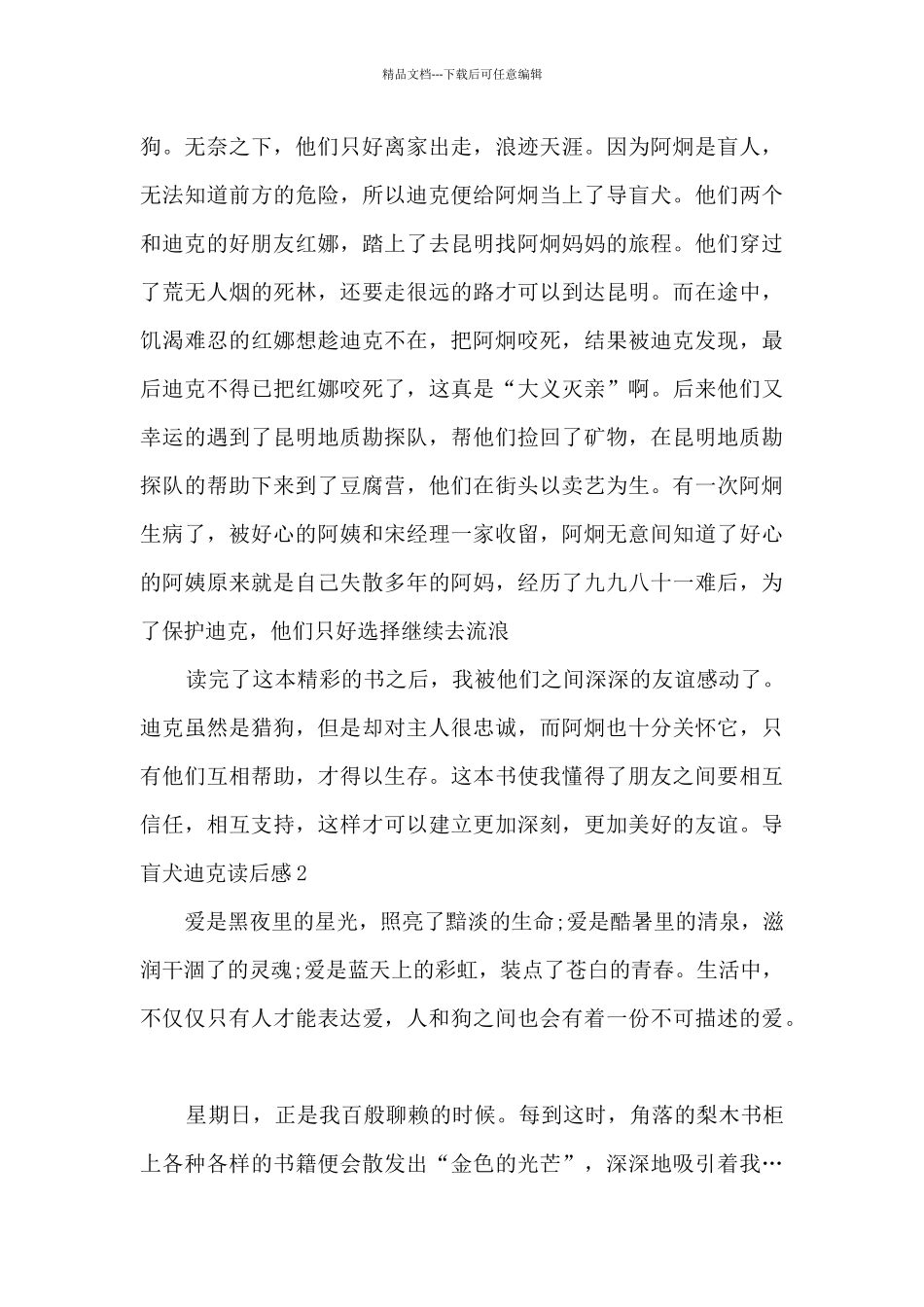 中学生导盲犬迪克读后感_第2页