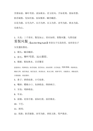 形容女子容貌的词语女子24品