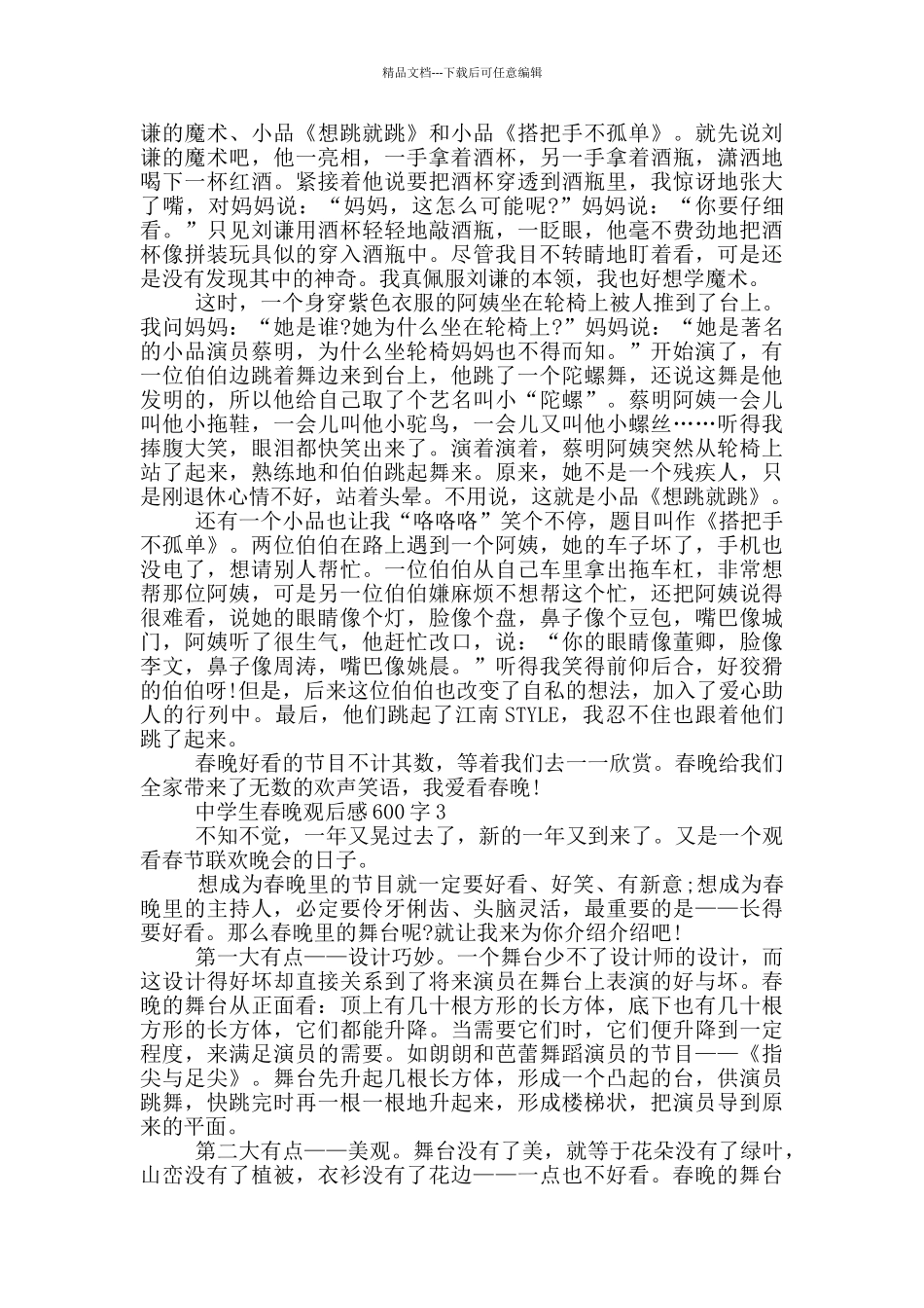 中学生春晚观后感600字_第2页
