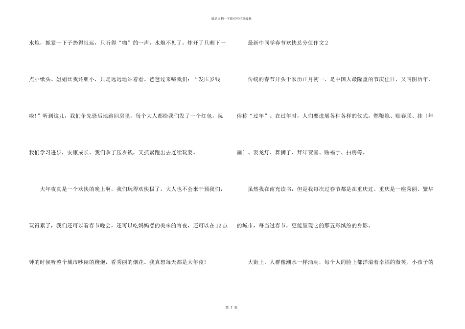 中学生春节快乐满分2024_第3页