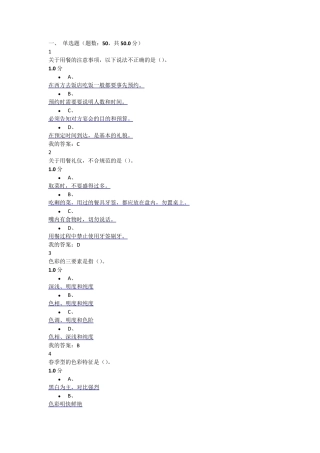 形象管理考试答案98分