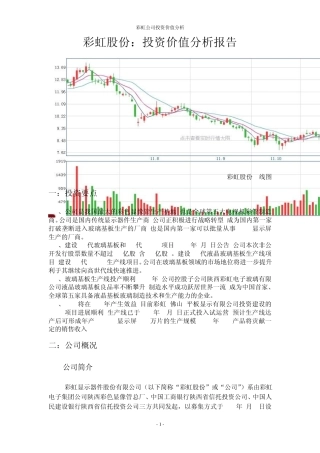 彩虹股份投资分析报告