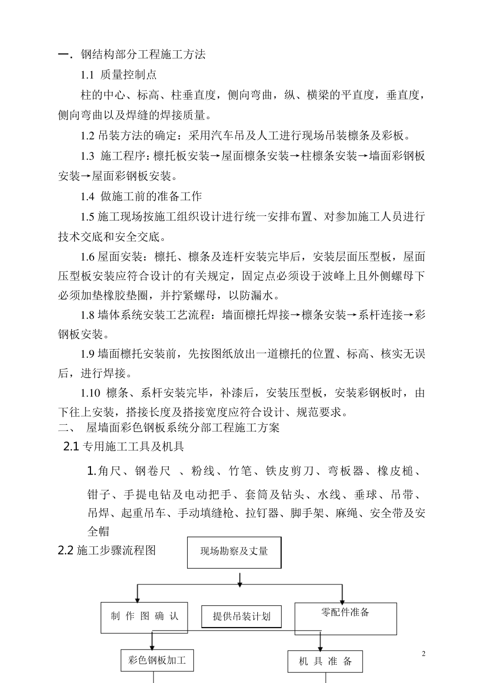 彩钢板制作、安装施工方案_第2页
