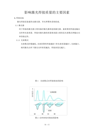 影响激光焊接质量的主要因素