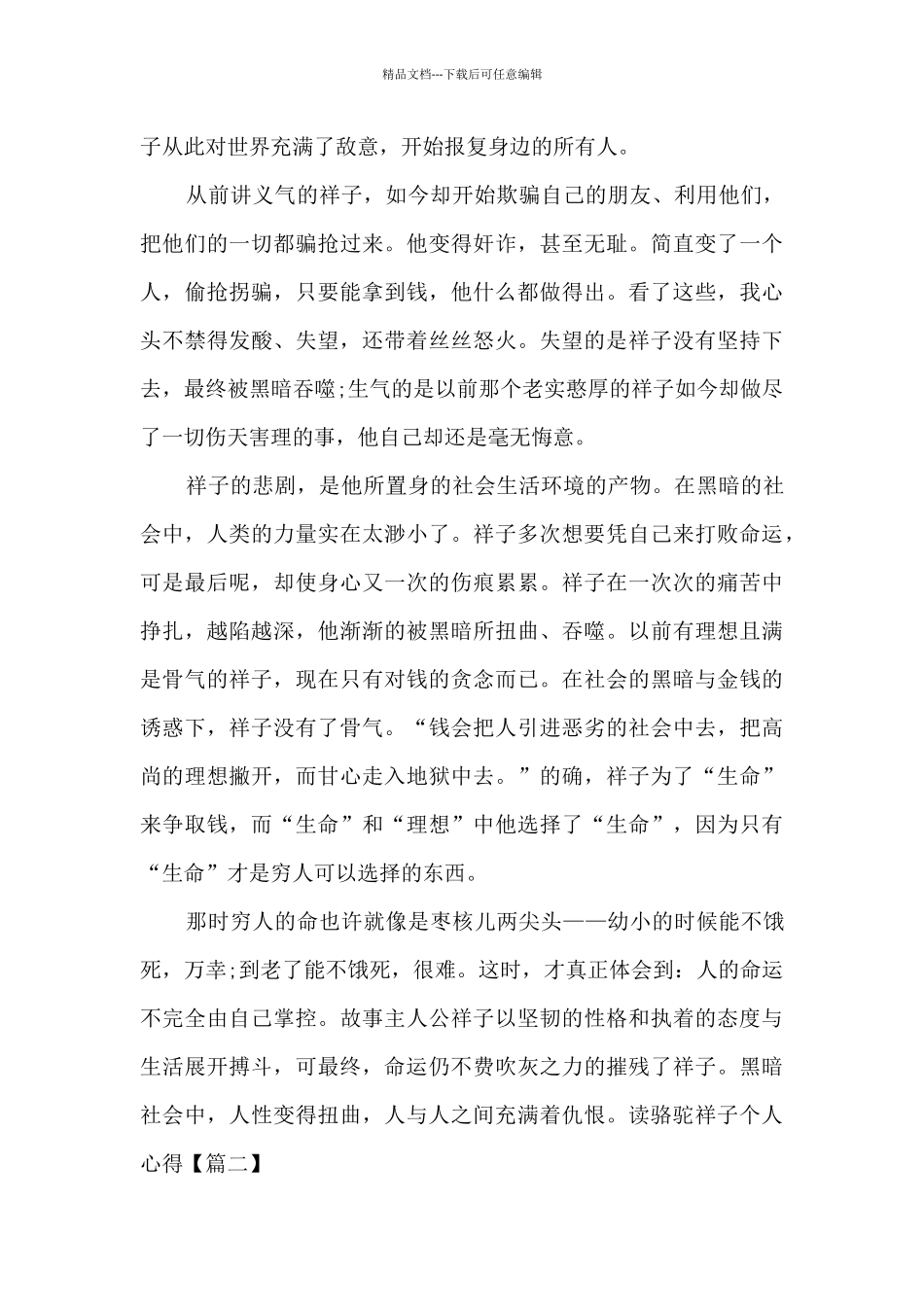 中学生读骆驼祥子个人心得体会_第2页